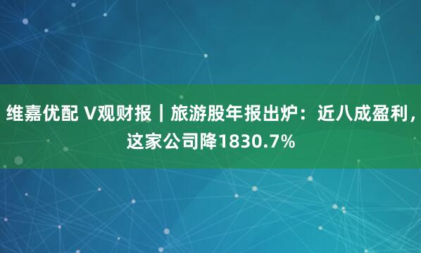 维嘉优配 V观财报｜旅游股年报出炉：近八成盈利，这家公司降1830.7%