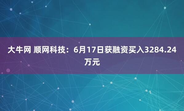 大牛网 顺网科技：6月17日获融资买入3284.24万元