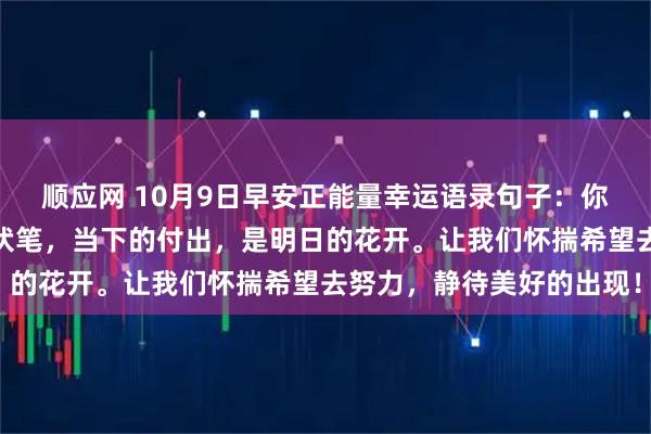 顺应网 10月9日早安正能量幸运语录句子：你今天的努力，是幸运的伏笔，当下的付出，是明日的花开。让我们怀揣希望去努力，静待美好的出现！